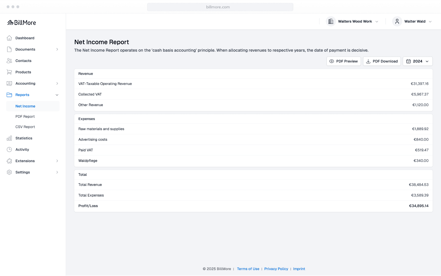 Create reports - BillMore Feature