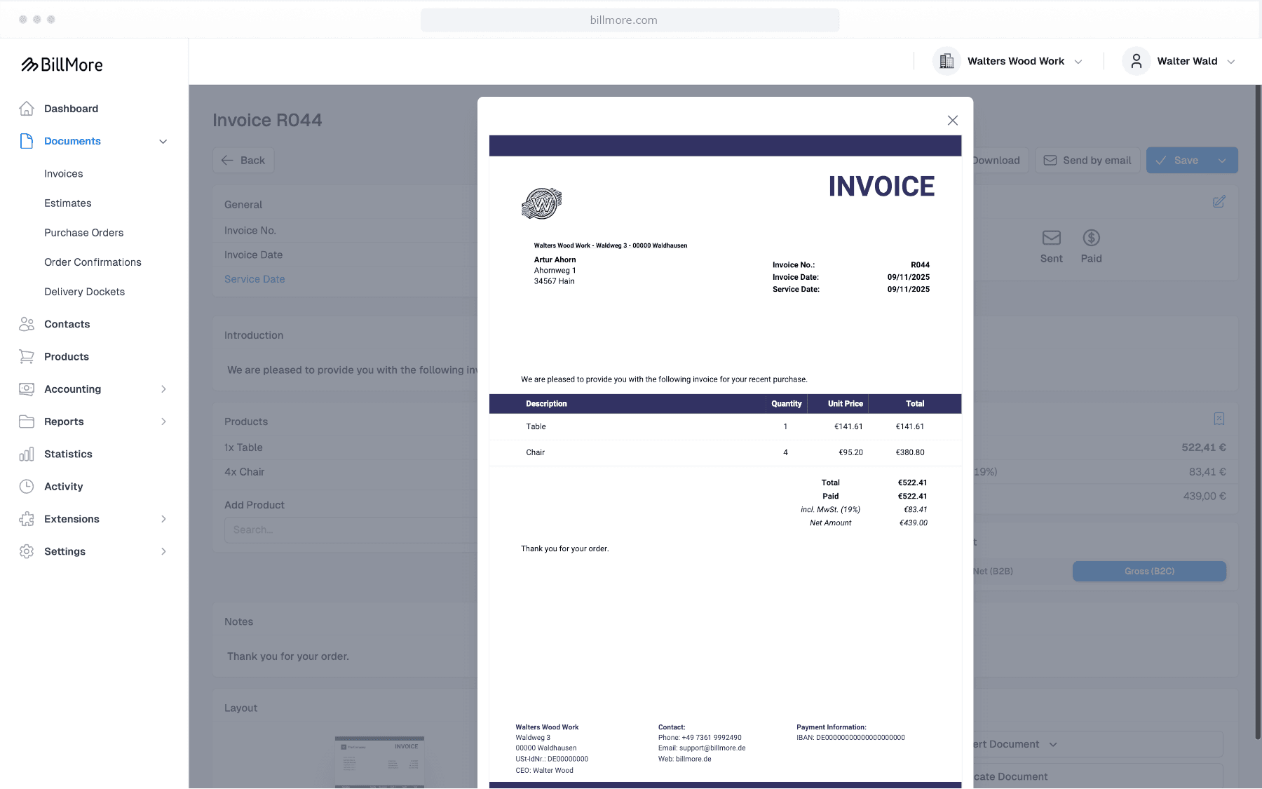 Professional PDFs - BillMore Feature
